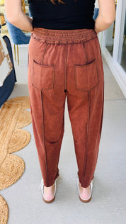 Barrel Fit Utility Pants Acid Wash Brown