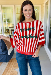 Merry Everything Striped Dolman Sweater