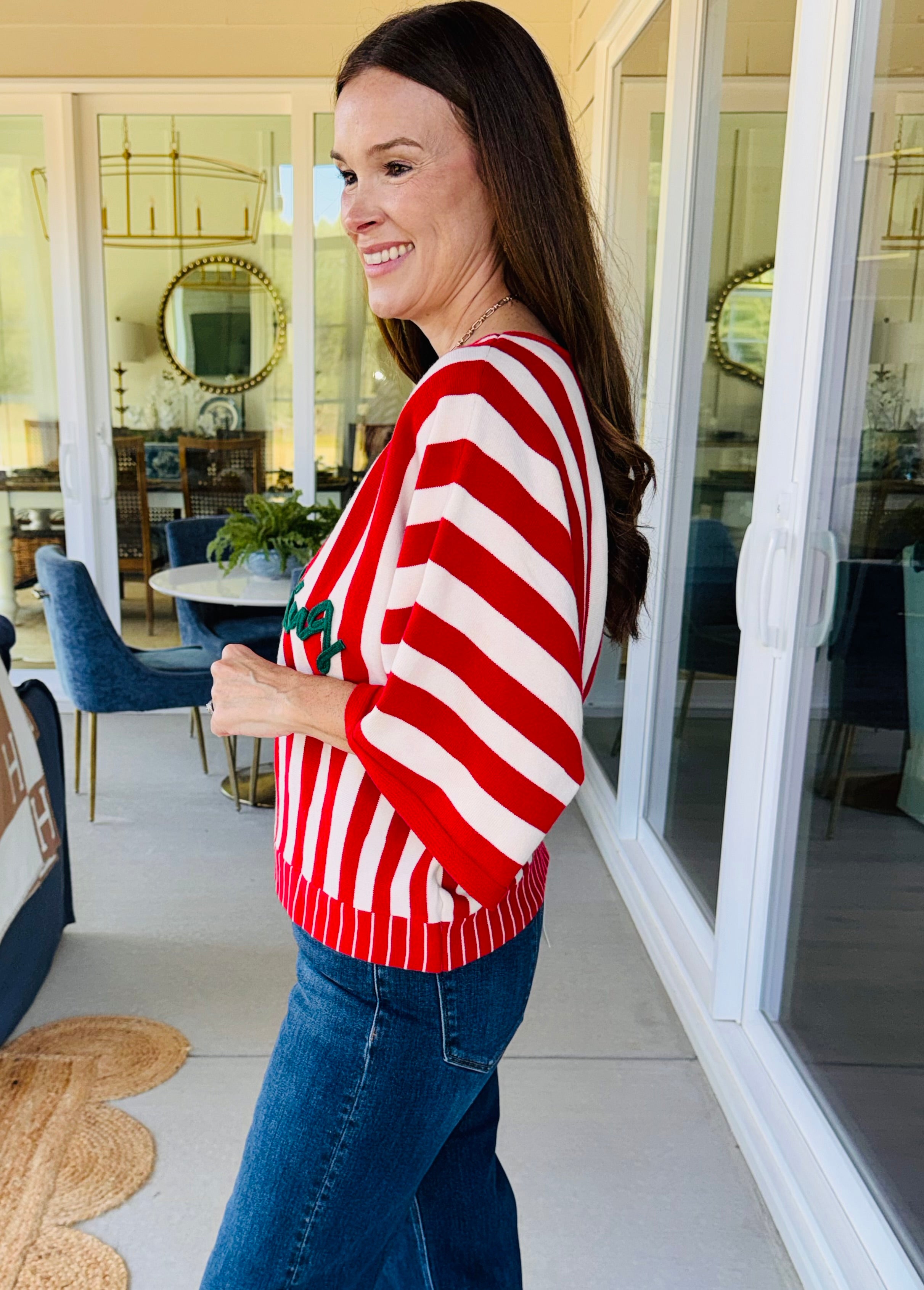 Merry Everything Striped Dolman Sweater