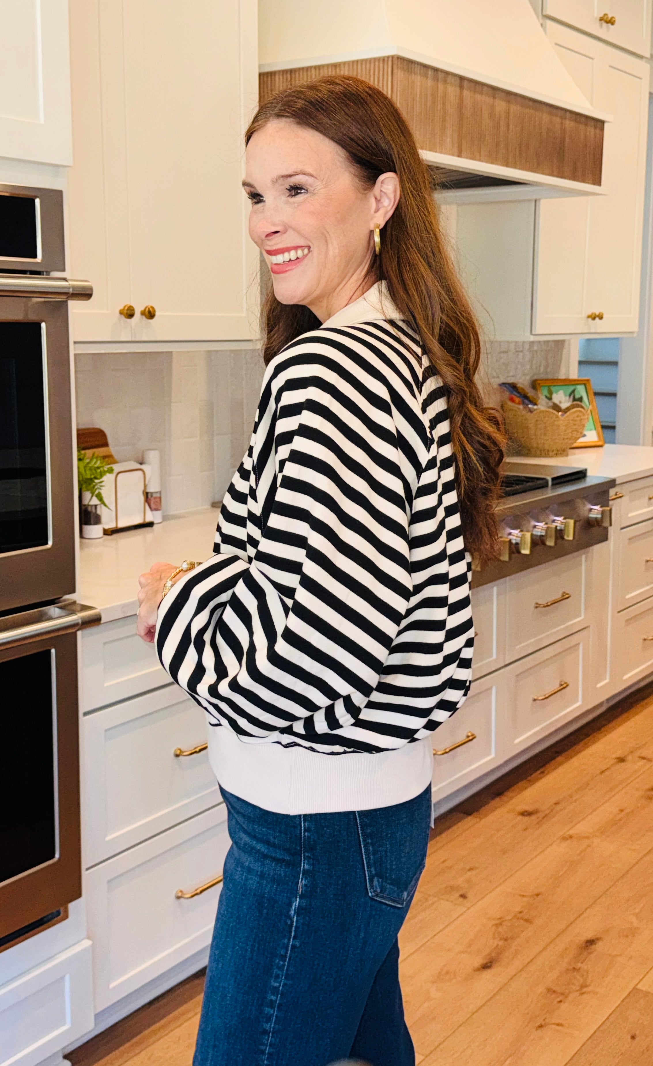 The Easton Striped Pullover Black