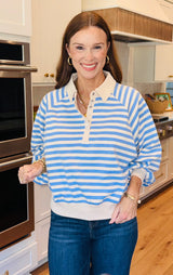 The Easton Striped Pullover Blue