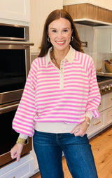 The Easton Striped Pullover Pink
