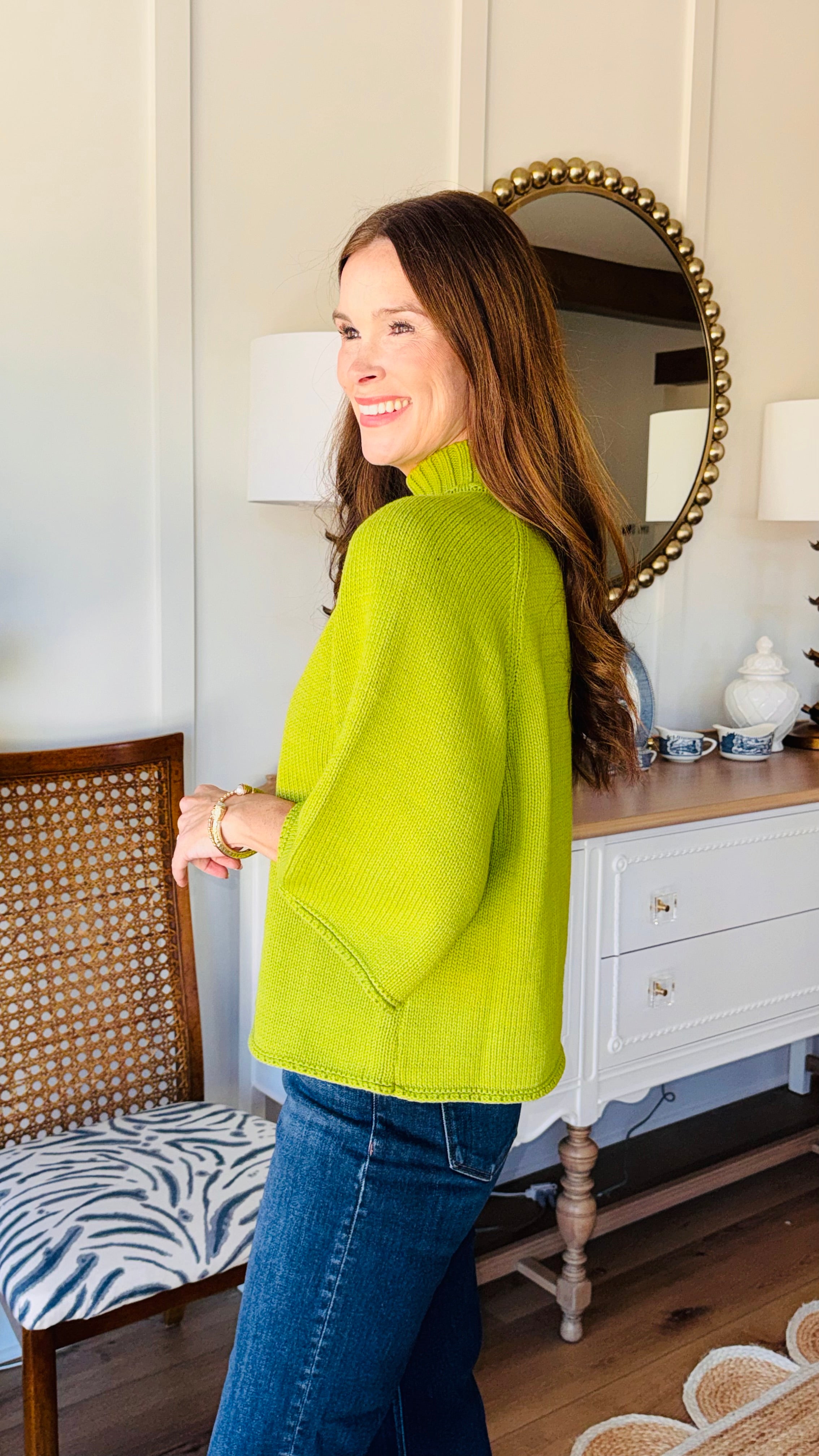 The Chartreuse Mock Neck Sweater
