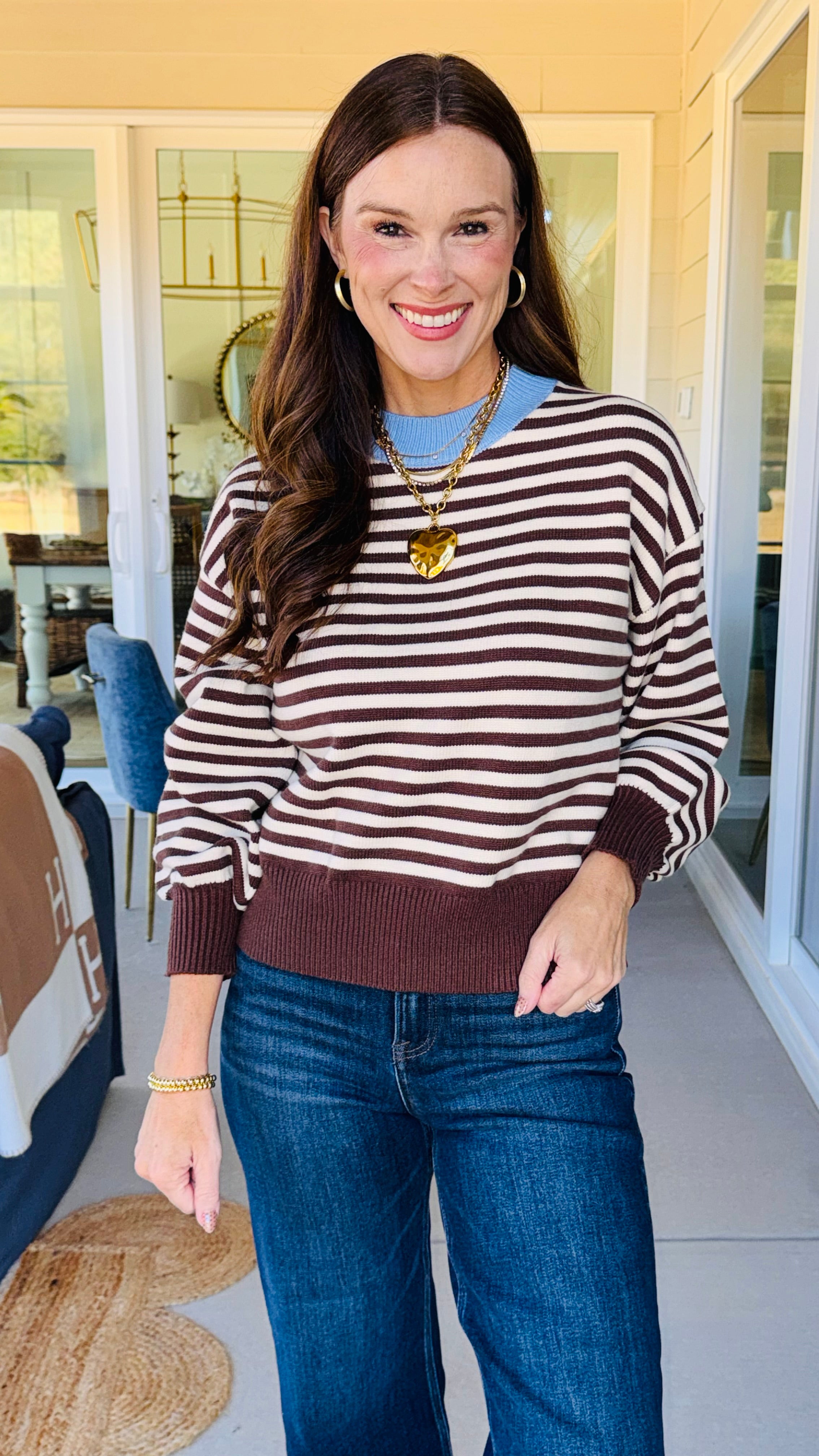 The Landry Striped Chocolate Sweater