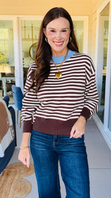 The Landry Striped Chocolate Sweater