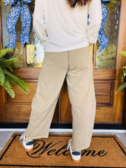 Smocked Waist Barrel Sweatpants Mocha