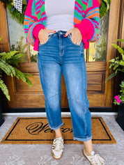 Barrel-leg Cropped Denim Pants