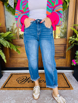 Barrel-leg Cropped Denim Pants