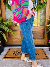 Barrel-leg Cropped Denim Pants