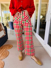 Christmas Stretch Cotton Flare Pants