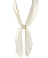 Pearl Accent Cream Scarf Necklace