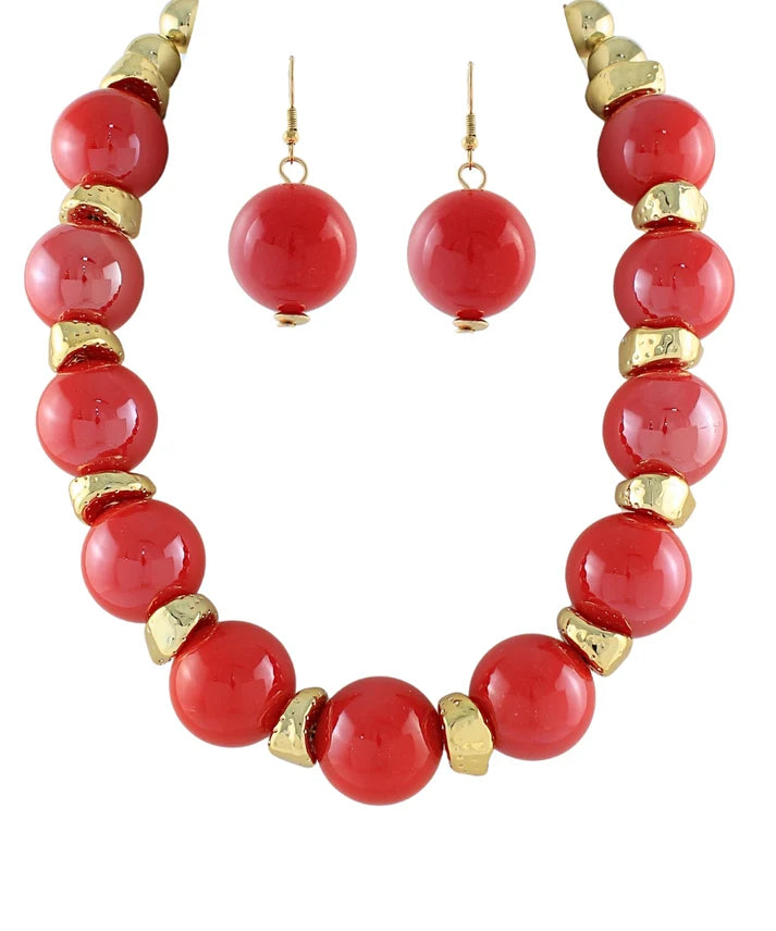 Red and Gold Beaded Necklace