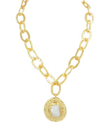 Gold Round Baroque Pearl Pendant Necklace
