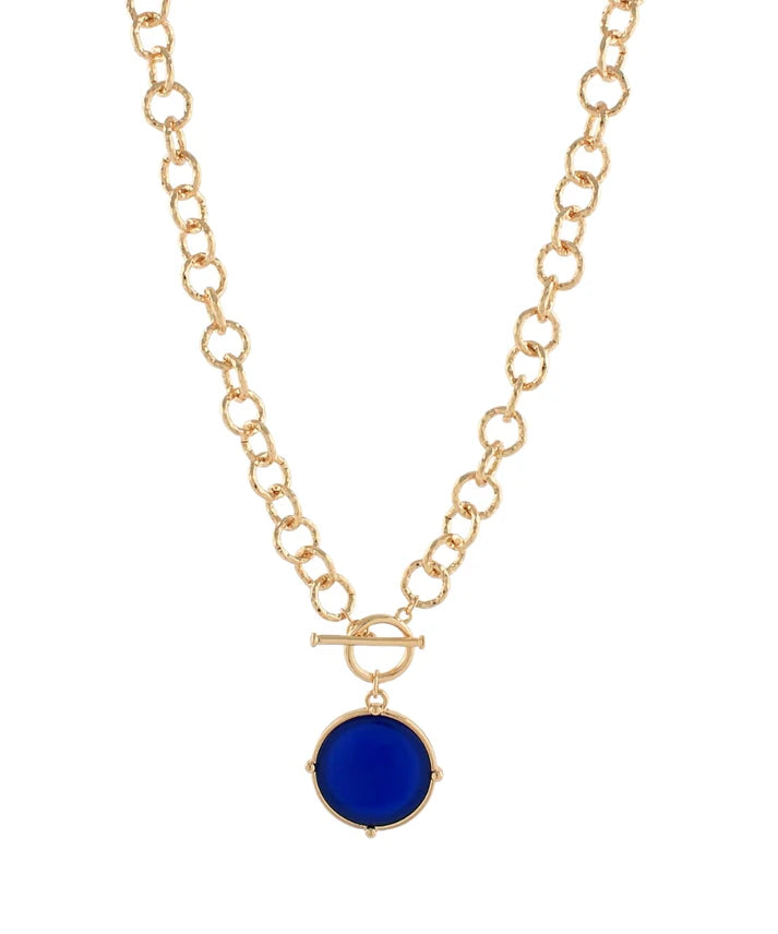 Blue Round Stone Necklace