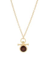 Brown Round Stone w/Bar Necklace