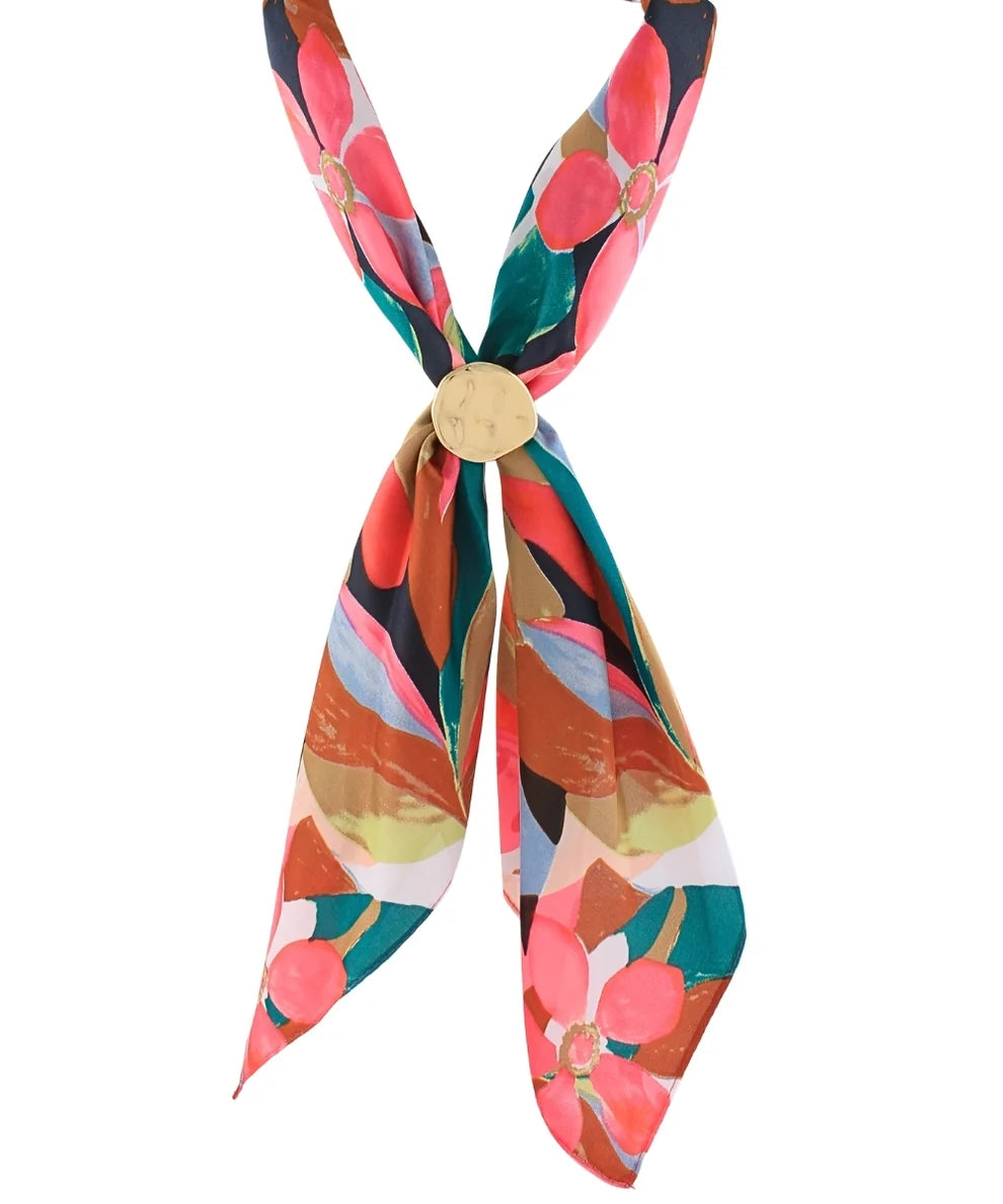 Printed Scarf With Adjusted Pendant