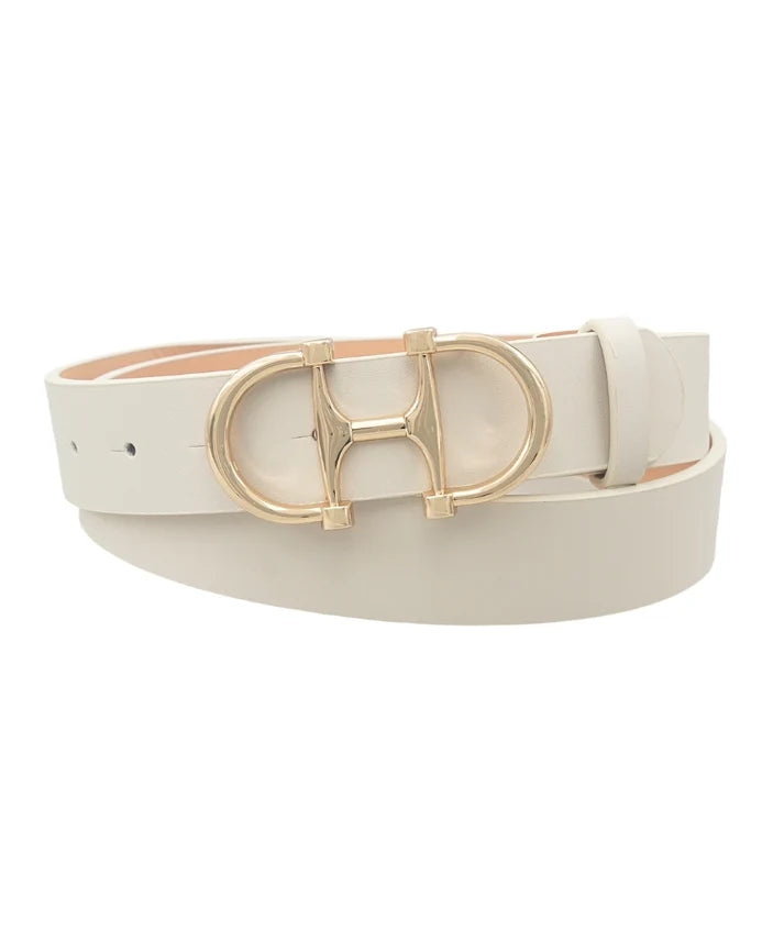 Ecru Lux Horsebit Buckle Belt