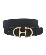 Black Horsebit Buckle Microsuede Belt