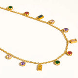 Veloutine 18K Gold Non-Tarnish Multicolor Charm Necklace
