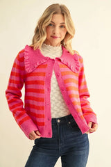 The Keepsake Ruffled Collar Pink Cardigan