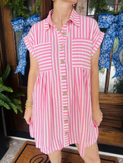Playful Pink Striped Dress