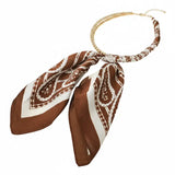 Scarf and Gold Bead Necklace - Brown