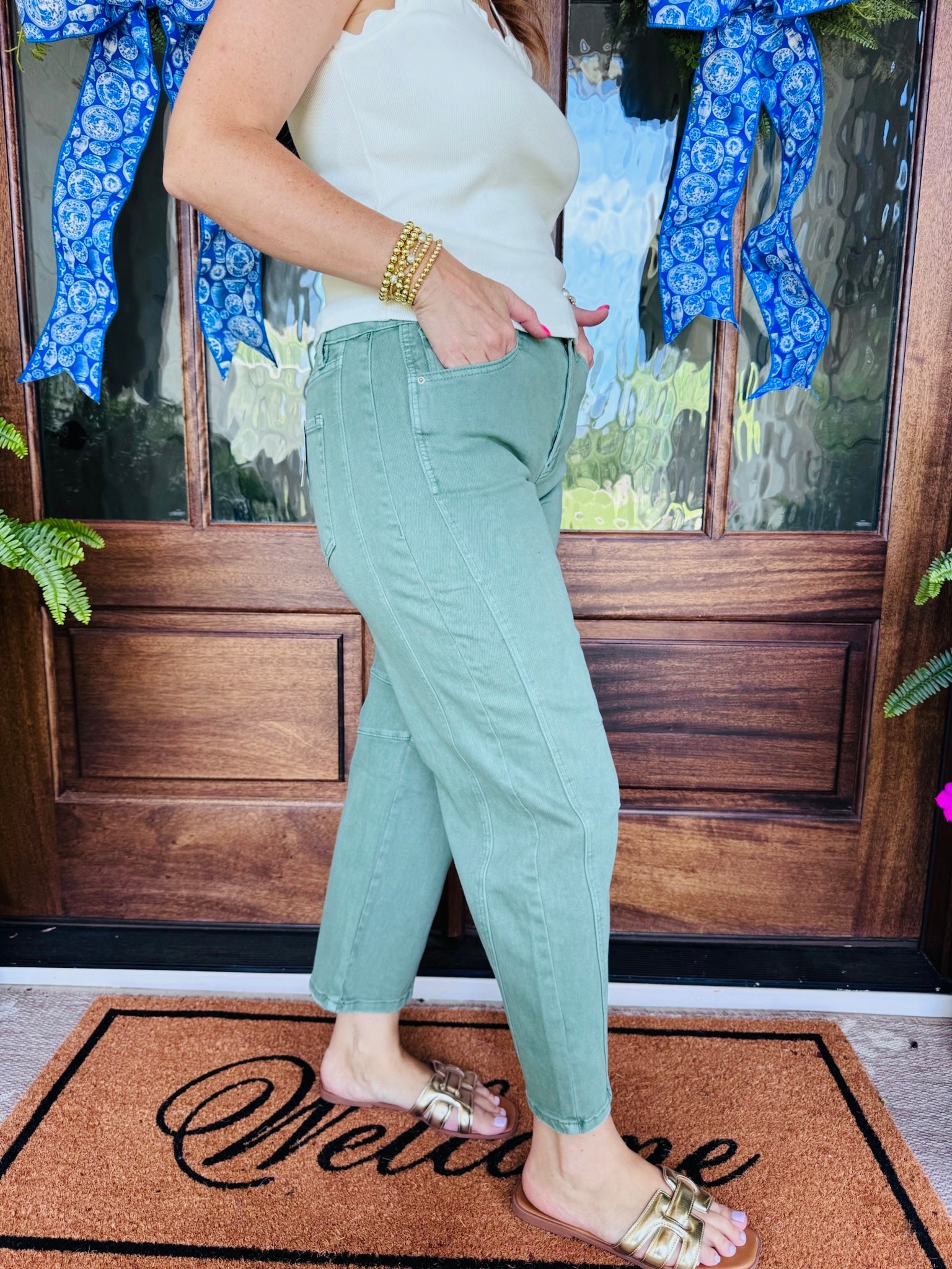 Barrel Leg Denim Olive