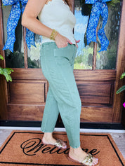 Barrel Leg Denim Olive