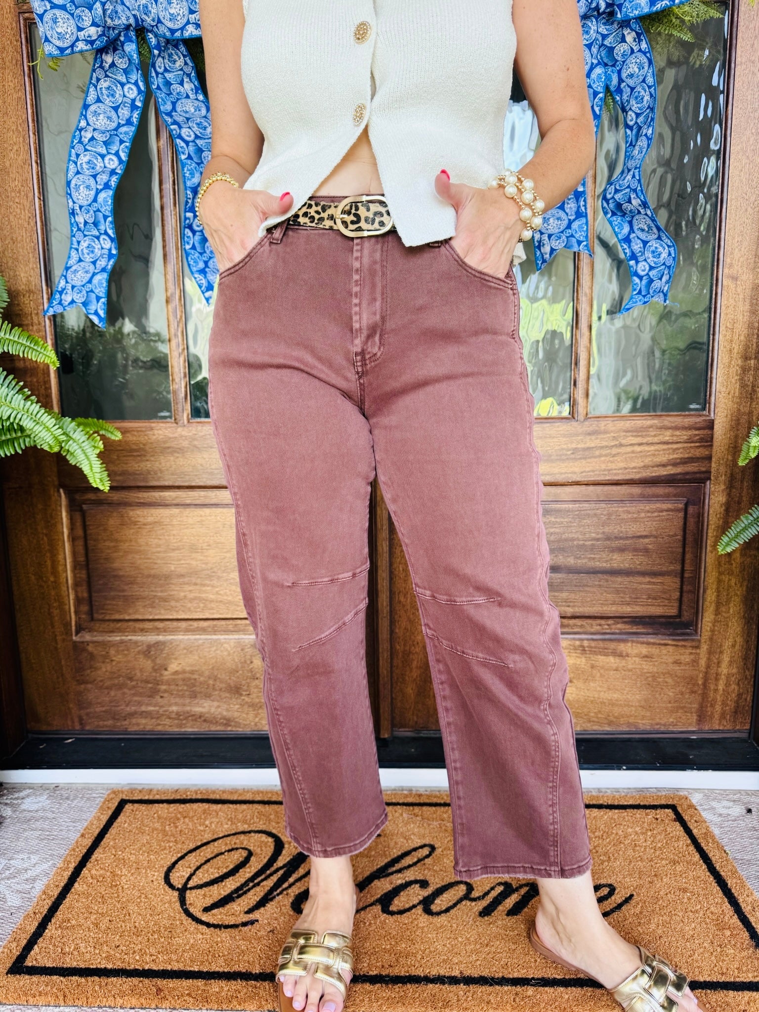 Barrel Leg Denim Brown