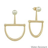 Gold Horsebit  with Pearl Stud Earring