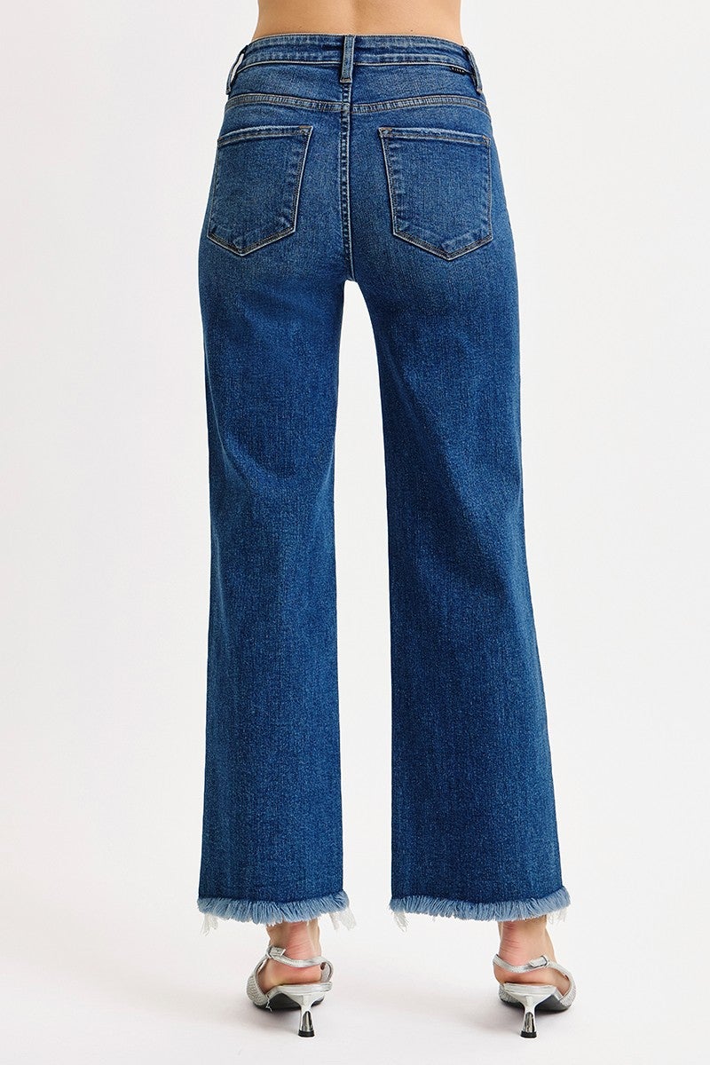 Risen Tummy Control High Rise Ankle Straight Jeans
