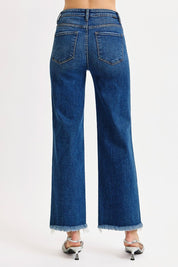 Risen Tummy Control High Rise Ankle Straight Jeans
