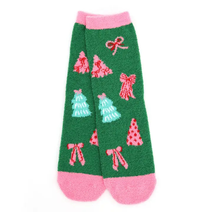 Christmas Tree/Bow  Fuzzy Socks