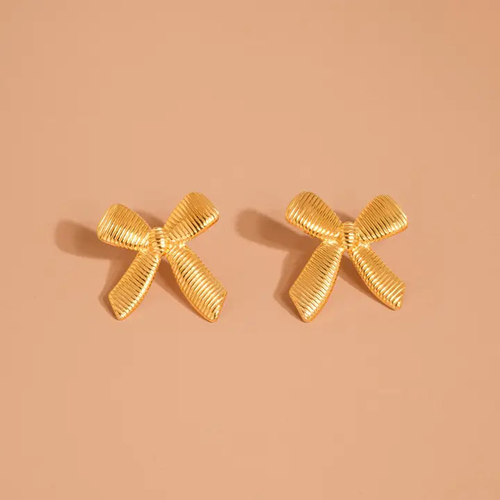 Lillian 18K Gold Non-Tarnish Bow Stud