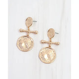 Goulburn Hammered Drop Earring Worn Gold