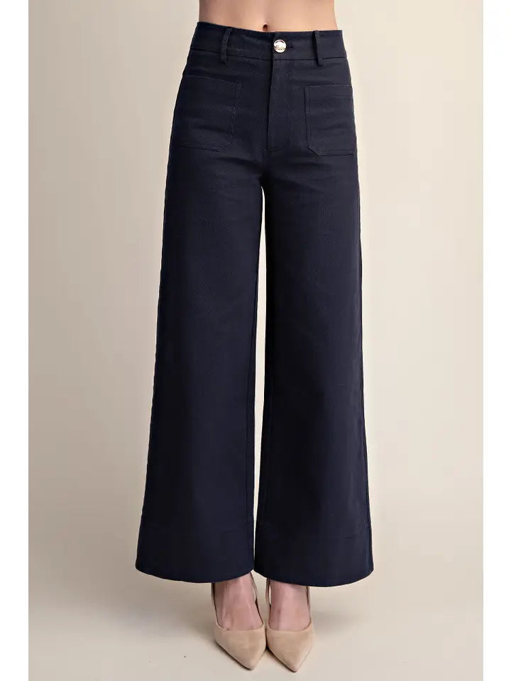The Front Pocket Wide Leg Navy Pant