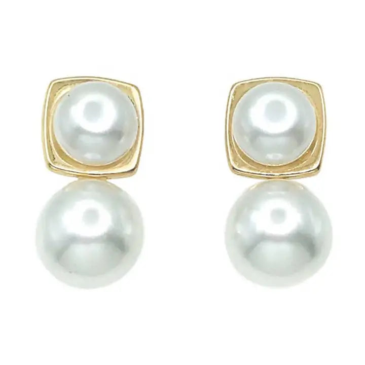 Pearl and Gold Circle Drop  Earring