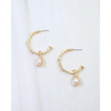 Anika Textured Large Hoop with Dangle Pearl