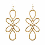 Geometric Open Gold with Pearl Center Earring