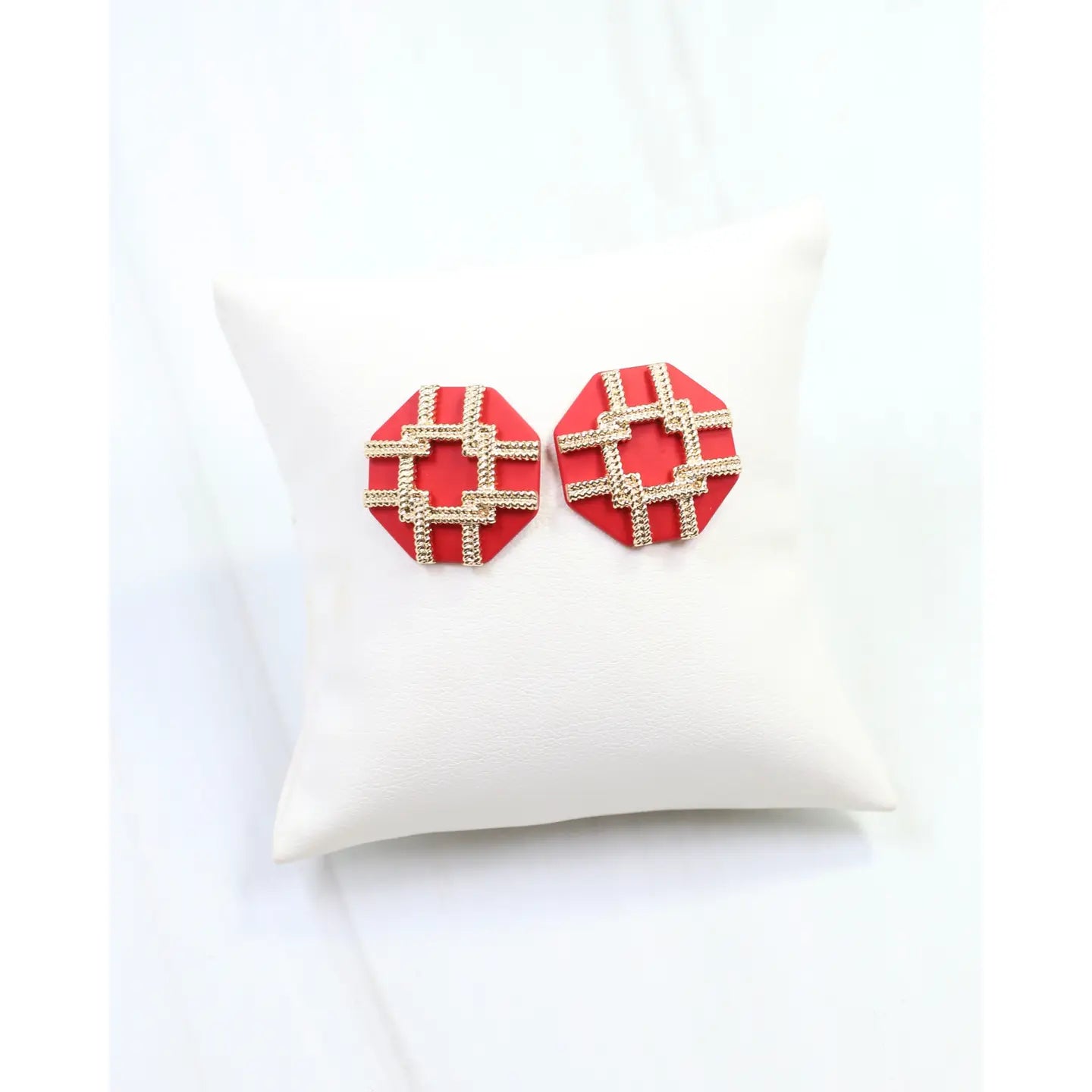 Avril Octagon Post Earring Red