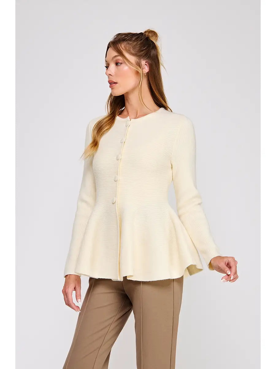 Your Dream Peplum Cream Cardigan