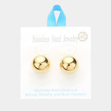 18K Gold Dipped Stainless Steel 0.75 Inch Ball Earrings