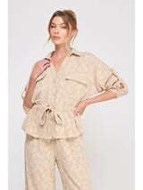 Jacquard Utility Top Taupe