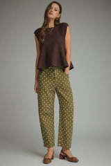 Olive Polka Dot Barrel Pants