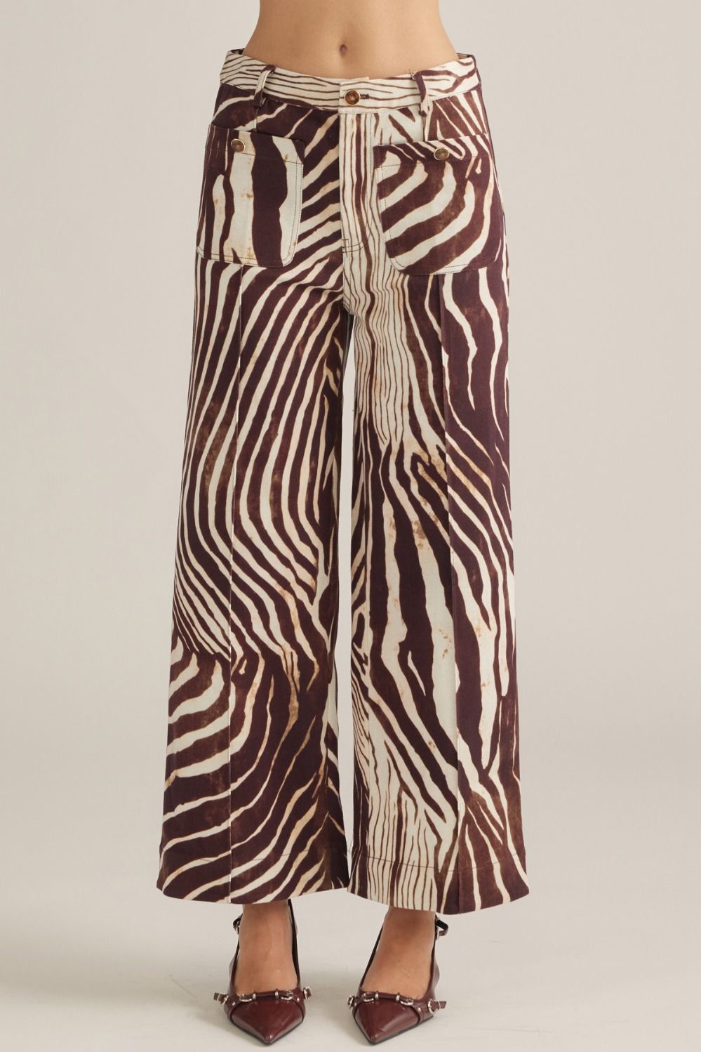 Zebra Print Front Pocket Pants
