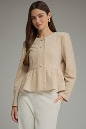 The Suede Ecru Peplum Jacket