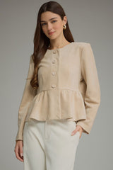 The Suede Ecru Peplum Jacket