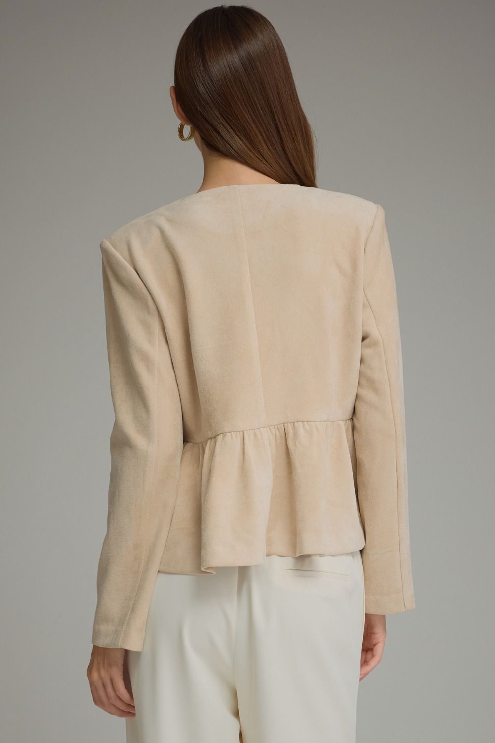 The Suede Ecru Peplum Jacket