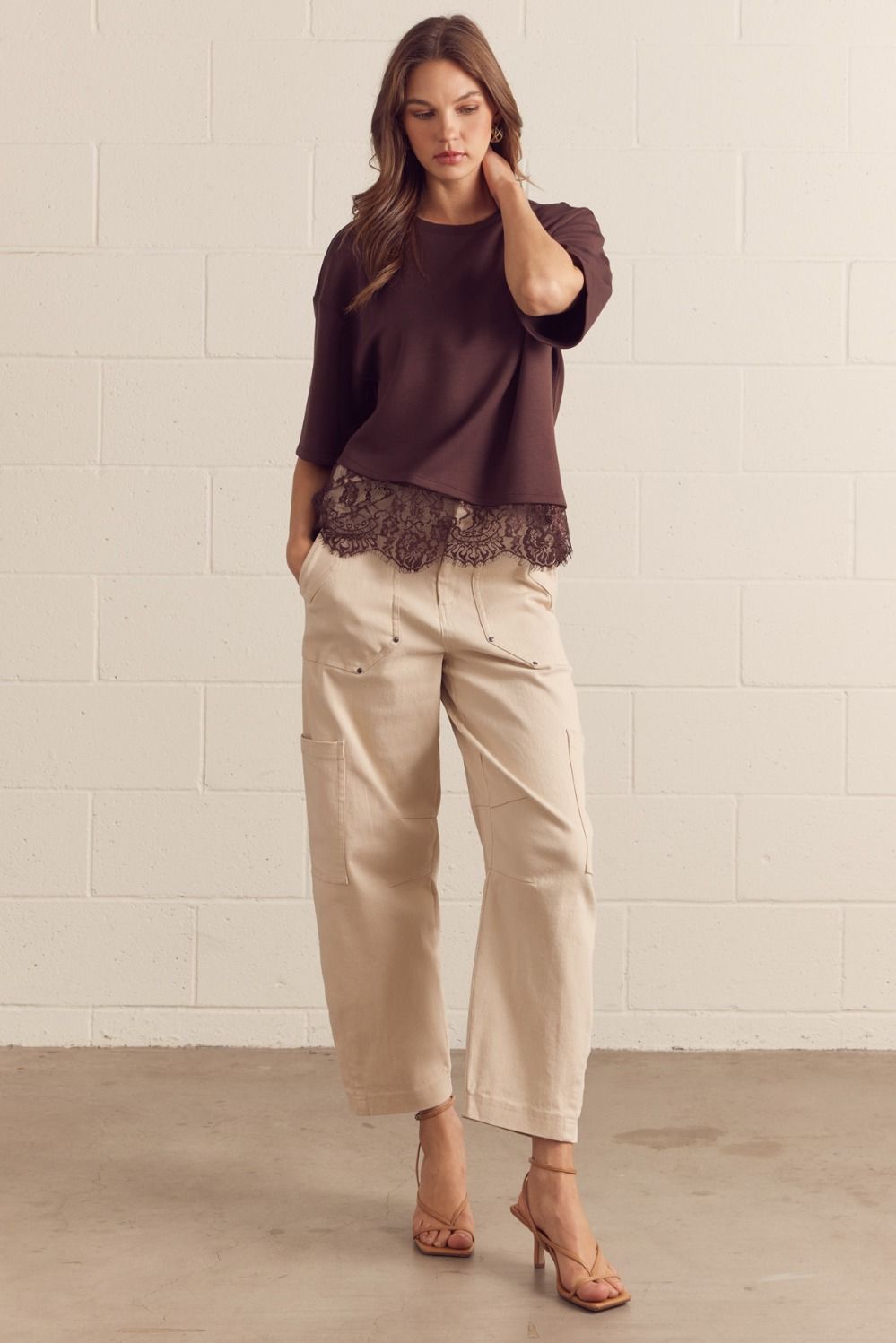 The Errand Chic Lace Top Brown