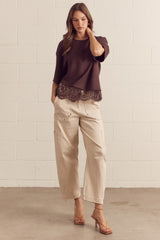 The Errand Chic Lace Top Brown